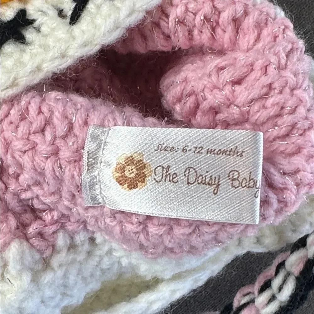Daisy Baby Infant Toddler Snowman Beanie Hat Pink with Pom 6-12 months NEW
